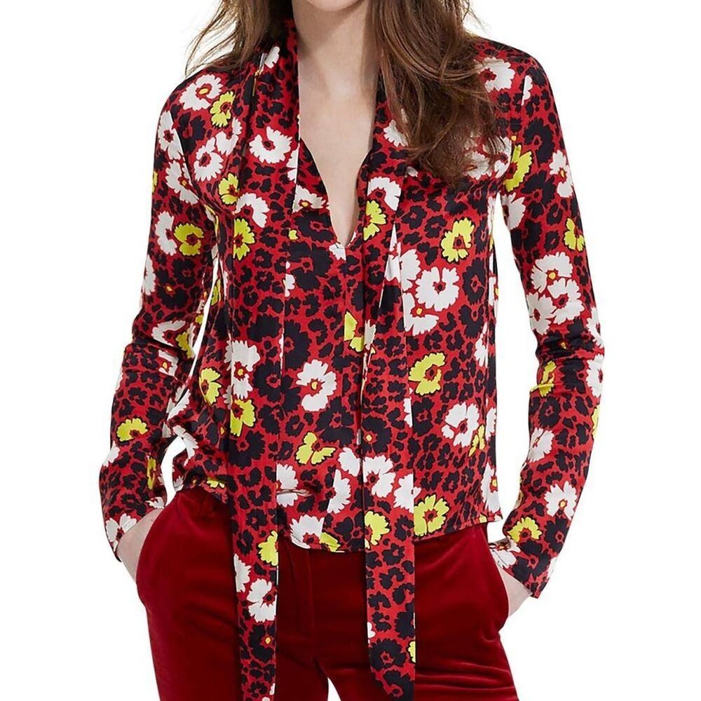 The kooples Wild Blossom Tie Neck Blouse